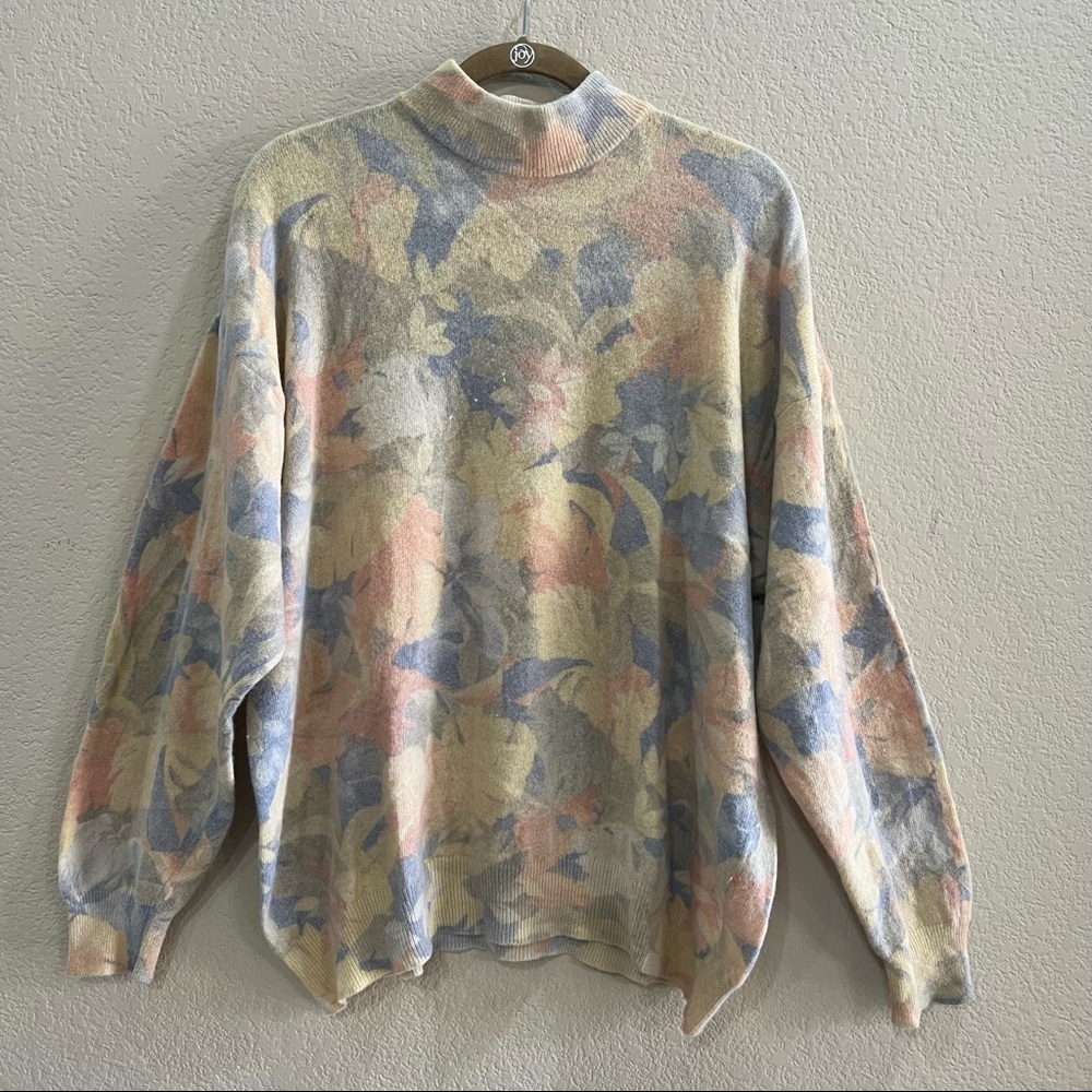 ASPHALT Womens Wool Blend Butter Yellow Floral Sweater Sz M-L Boho Casual